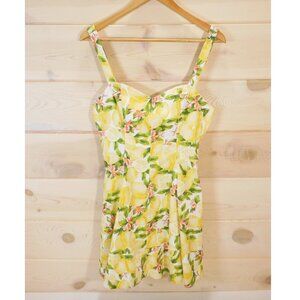 NWT Avec Les Filles Women's size 10 Lemon Print Dress Sweetheart Sundress